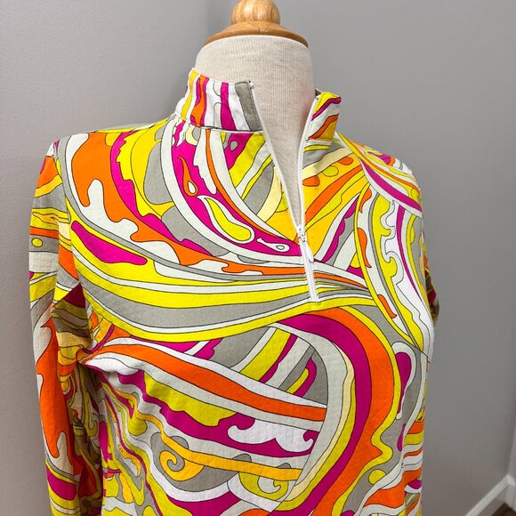 Icikuls Women's Long Sleeve 1/4 Zip Top Golf Tennis Athleisure Mod/Pucci Style M - Picture 2 of 10